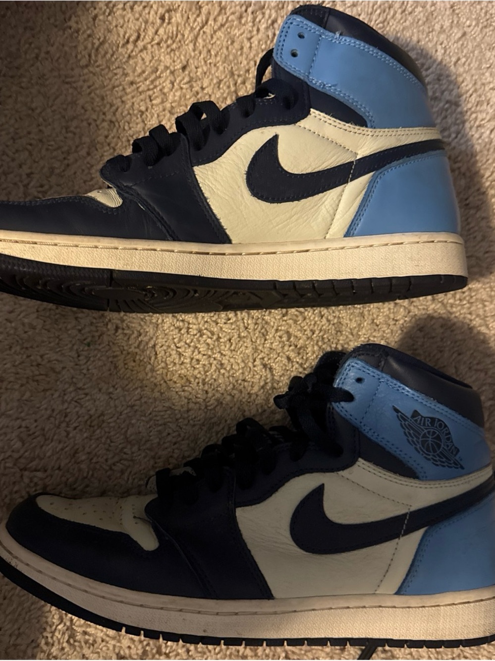 Nike Air Jordan 1 High White and Light Blue Men’s Sneakers